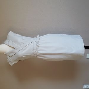 Banana Republic Business casual Ivory Midi V-neck, belted Dress size 4P